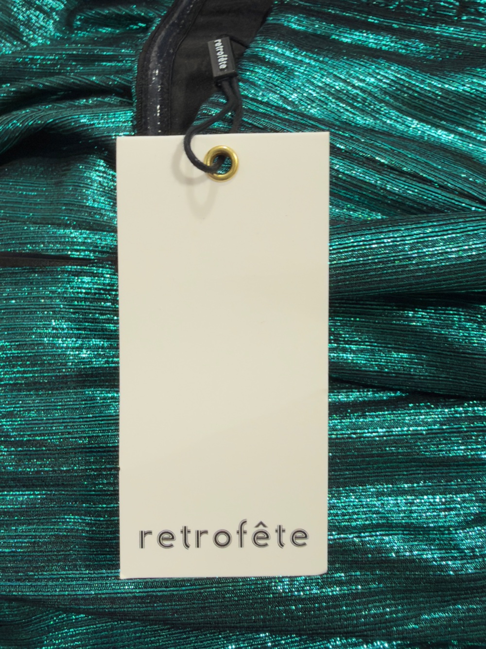 Retrofete Shimmery Emerald Strapless High-Slit Maxi Dress with Belt - Picture 10 of 15